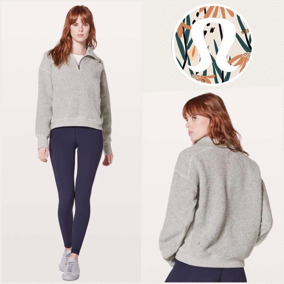 lululemon athletica Sweaters - Lululemon Stand Out Sherpa 1/2 Zip in Light Grey